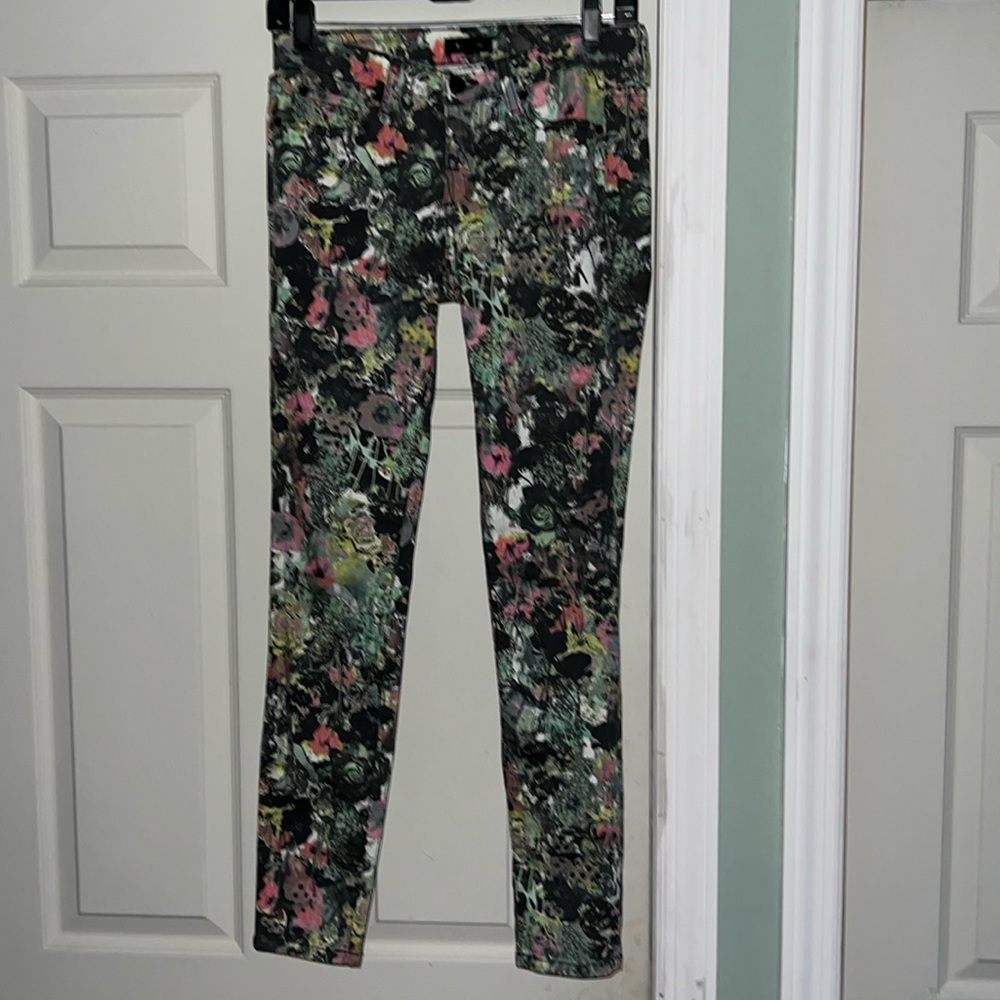 Bebe floral print denim pants